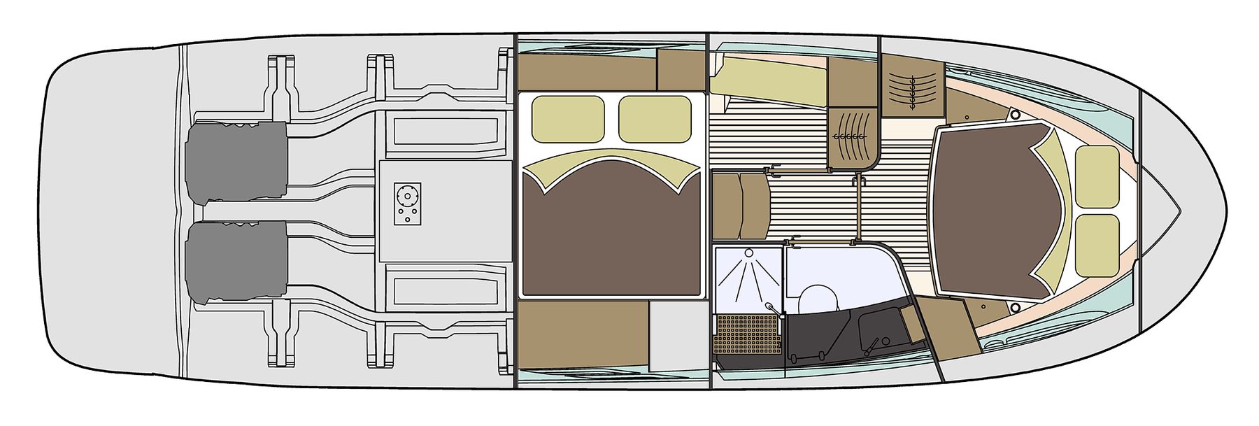 Marex 360 Cabriolet Cruiser Lower-deck layout