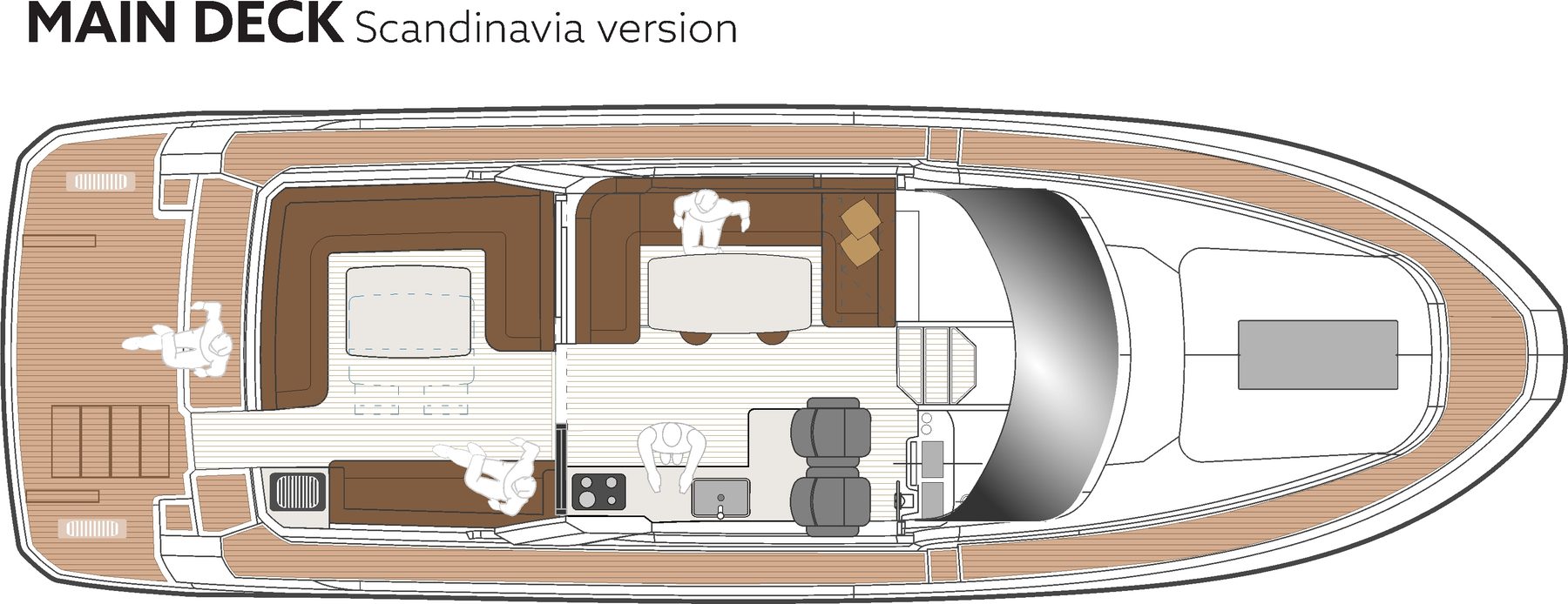 Marex 440 Gourmet Cruiser Comparison plan: main deck, Scandinavia version